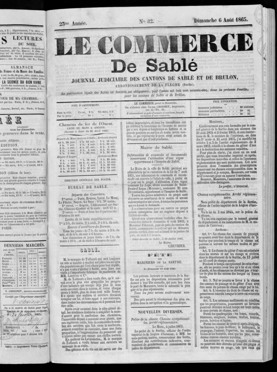 fonds local - le commerce de Sablé 1865